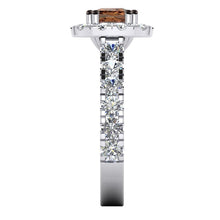 Afbeelding in Gallery-weergave laden, Halo Bruine Diamanten Ring Kussen Geslepen Dames Sieraden