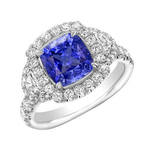 Afbeelding in Gallery-weergave laden, Halo Ring Halve Maan & Ronde Diamant Saffier Edelsteen Sieraden 4 Karaat - harrychadent.nl