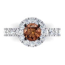 Afbeelding in Gallery-weergave laden, Halo-Stijl Bruine Diamanten Ring Gouden Dames Sieraden