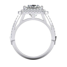 Afbeelding in Gallery-weergave laden, Halo diamanten verlovingsring 6 karaat gespleten schacht wit goud 14K - harrychadent.nl