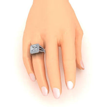 Afbeelding in Gallery-weergave laden, Halo diamanten verlovingsring 6 karaat gespleten schacht wit goud 14K - harrychadent.nl
