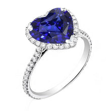 Afbeelding in Gallery-weergave laden, Halo hart Ceylon saffier verlovingsring 4.50 karaat diamanten sieraden - harrychadent.nl