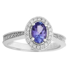Afbeelding in Gallery-weergave laden, Halo ovaal 10,25 karaat tanzaniet & diamanten ring wit goud 14k - harrychadent.nl