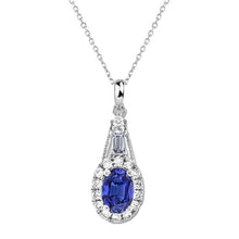 Afbeelding in Gallery-weergave laden, Halo ovale Ceylon saffier hanger rond & smaragd diamant 2,75 karaat - harrychadent.nl