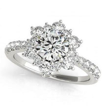 Afbeelding in Gallery-weergave laden, Halo ronde diamanten bloem stijl verlovingsring 2,25 karaat WG 14K - harrychadent.nl