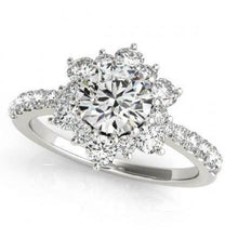 Afbeelding in Gallery-weergave laden, Halo ronde diamanten bloem stijl verlovingsring 2,25 karaat WG 14K - harrychadent.nl
