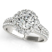 Afbeelding in Gallery-weergave laden, Halo ronde diamanten verlovingsring gespleten schacht 3,0 karaat WG 14K - harrychadent.nl