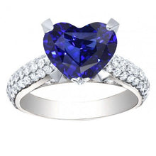 Afbeelding in Gallery-weergave laden, Hart blauwe saffier diamanten ring 5 karaat witgouden sieraden - harrychadent.nl