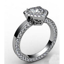 Afbeelding in Gallery-weergave laden, Hart en ronde geslepen diamanten Halo trouwring wit goud 14K - harrychadent.nl