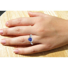Afbeelding in Gallery-weergave laden, echte round tanzaniet 2.10karaat ring met diamantaccenten