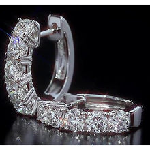 Afbeelding in Gallery-weergave laden, Hoop stijl oorbellen ronde diamant wit goud 14K - harrychadent.nl