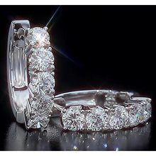 Afbeelding in Gallery-weergave laden, Hoop stijl oorbellen ronde diamant wit goud 14K - harrychadent.nl