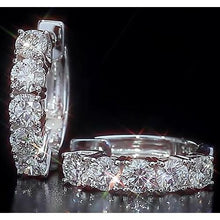 Afbeelding in Gallery-weergave laden, Hoop stijl oorbellen ronde diamant wit goud 14K - harrychadent.nl