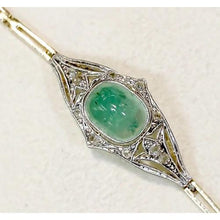 Afbeelding in Gallery-weergave laden, Jade Cobochon armband met diamanten 6,50 Ct tweekleurig goud 14K