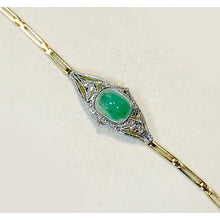 Afbeelding in Gallery-weergave laden, Jade Cobochon armband met diamanten 6,50 Ct tweekleurig goud 14K