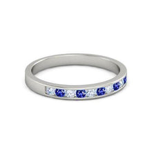 Afbeelding in Gallery-weergave laden, Jubileum diamanten band 1 karaat Ceylon saffier sieraden - harrychadent.nl