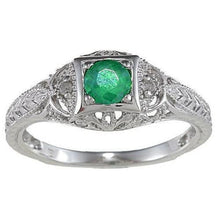Afbeelding in Gallery-weergave laden, Jugendstil sieraden nieuwe ronde geslepen groene smaragd diamanten ring
