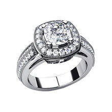 Afbeelding in Gallery-weergave laden, Kussen diamant Halo verlovingsring 6,50 karaat witgoud - harrychadent.nl