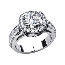 Afbeelding in Gallery-weergave laden, Kussen diamant Halo verlovingsring 6,50 karaat witgoud - harrychadent.nl