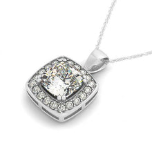 Afbeelding in Gallery-weergave laden, Kussen diamanten hanger ketting zonder ketting 2 karaats 14K witgoud - harrychadent.nl