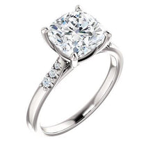 Afbeelding in Gallery-weergave laden, Kussen diamanten verlovingsring met accenten 3.15 karaat sieraden Nieuw - harrychadent.nl