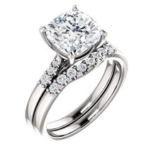 Afbeelding in Gallery-weergave laden, Kussen diamanten verlovingsring met accenten 3.15 karaat sieraden Nieuw - harrychadent.nl