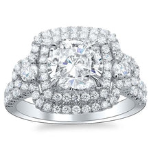 Afbeelding in Gallery-weergave laden, Kussen & ronde geslepen prachtige Halo diamanten trouwring 6,40 Ct - harrychadent.nl