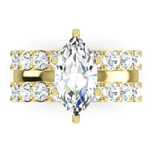 Afbeelding in Gallery-weergave laden, Marquise Diamanten Trouwring Bruidssieraden Geel Goud