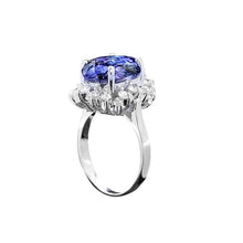 Afbeelding in Gallery-weergave laden, Mooie 4 karaats tanzaniet ronde diamanten ring sieraden - harrychadent.nl