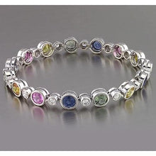 Afbeelding in Gallery-weergave laden, Multi kleur saffier tennis armband bezel 22,50 karaat dames sieraden - harrychadent.nl