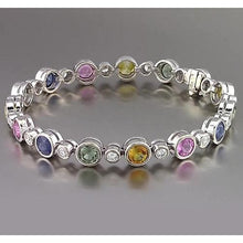 Afbeelding in Gallery-weergave laden, Multi kleur saffier tennis armband bezel 22,50 karaat dames sieraden - harrychadent.nl