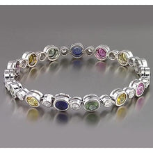 Afbeelding in Gallery-weergave laden, Multi kleur saffier tennis armband bezel 22,50 karaat dames sieraden - harrychadent.nl