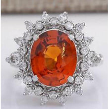 Afbeelding in Gallery-weergave laden, Natuurlijke mandarijn granaat met diamanten Ring van 10,25 ct witgoud 14k - harrychadent.nl