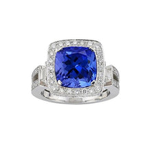 Afbeelding in Gallery-weergave laden, Natuurlijke tanzaniet met diamanten 5,40 ct ring 14K witgoud - harrychadent.nl