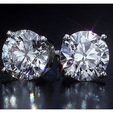 Afbeelding in Gallery-weergave laden, Oorknopjes 4 karaat ronde geslepen diamanten sieraden wit goud 14K - harrychadent.nl