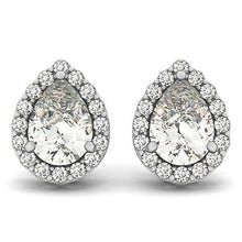 Afbeelding in Gallery-weergave laden, Oorknopjes met peer en ronde diamanten 3,32 karaat witgoud 14K - harrychadent.nl