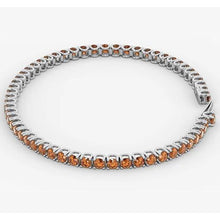 Afbeelding in Gallery-weergave laden, Oranje Saffier Tennisarmband Dames 5,90 Karaat Witgoud 14K Nieuw - harrychadent.nl