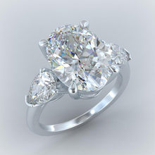 Afbeelding in Gallery-weergave laden, Ovaal & Peer Diamant 8 Karaat 3 Stenen Verlovingsring Wit Goud 14K - harrychadent.nl