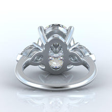 Afbeelding in Gallery-weergave laden, Ovaal & Peer Diamant 8 Karaat 3 Stenen Verlovingsring Wit Goud 14K - harrychadent.nl