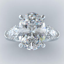 Afbeelding in Gallery-weergave laden, Ovaal & Peer Echt Diamant 8 Karaat 3 Stenen Verlovingsring Wit Goud 14K - harrychadent.nl