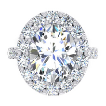Afbeelding in Gallery-weergave laden, Ovale Halo Diamanten Ring Witgoud 14K Sieraden Voor Vrouwen