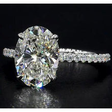 Afbeelding in Gallery-weergave laden, Ovale diamanten verlovingsring 4 karaat sieraden wit goud 14K - harrychadent.nl