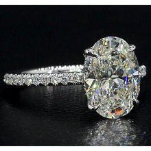 Afbeelding in Gallery-weergave laden, Ovale diamanten verlovingsring 4 karaat sieraden wit goud 14K - harrychadent.nl