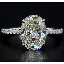 Afbeelding in Gallery-weergave laden, Ovale diamanten verlovingsring 4 karaat sieraden wit goud 14K - harrychadent.nl