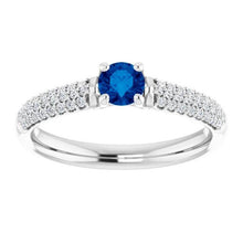 Afbeelding in Gallery-weergave laden, Pave Diamond Blue Sapphire 2 karaats ring wit goud 14K - harrychadent.nl