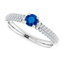 Afbeelding in Gallery-weergave laden, Pave Diamond Blue Sapphire 2 karaats ring wit goud 14K - harrychadent.nl