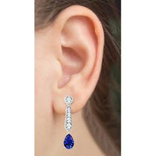 Afbeelding in Gallery-weergave laden, Peer geslepen blauwe Ceylon Sapphire & Diamond Lady Dangle Earring 6 Ct - harrychadent.nl
