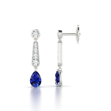 Afbeelding in Gallery-weergave laden, Peer geslepen blauwe Ceylon Sapphire & Diamond Lady Dangle Earring 6 Ct - harrychadent.nl