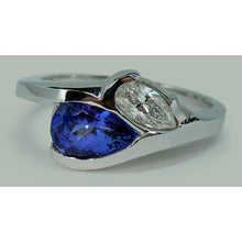 Afbeelding in Gallery-weergave laden, Peervorm Infinity Tanzaniet en diamanten ring 2,25 ct. Goud 14K - harrychadent.nl