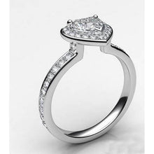 Afbeelding in Gallery-weergave laden, Prachtig hart geslepen met ronde diamanten Halo-ring 6.10 karaat witgouden sieraden - harrychadent.nl